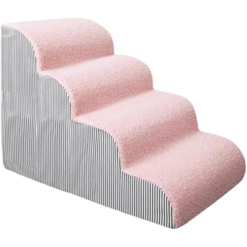 犬用階段 JQEJDKE ペット用階段 ペットステップ クッション ステップ ドッグステップ 4 段 角丸 コーデュロイカバー ペット スロープ 踏み台 滑り止め ソファ ベッド 段差 おしゃれ 犬 猫 ペット用品 なだらか (高さ 40CM/4 段目 ピ