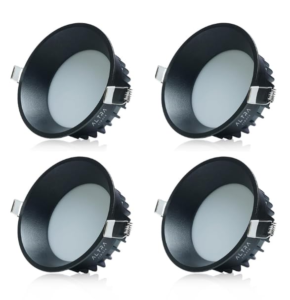Image of 18W Deep Down LED Round Panel Light | Bright Modern Surface Ceiling Light for False Ceiling & POP Roof | Energy-Efficient Light| Cool White, Black Aluminium Body | Pack of 4