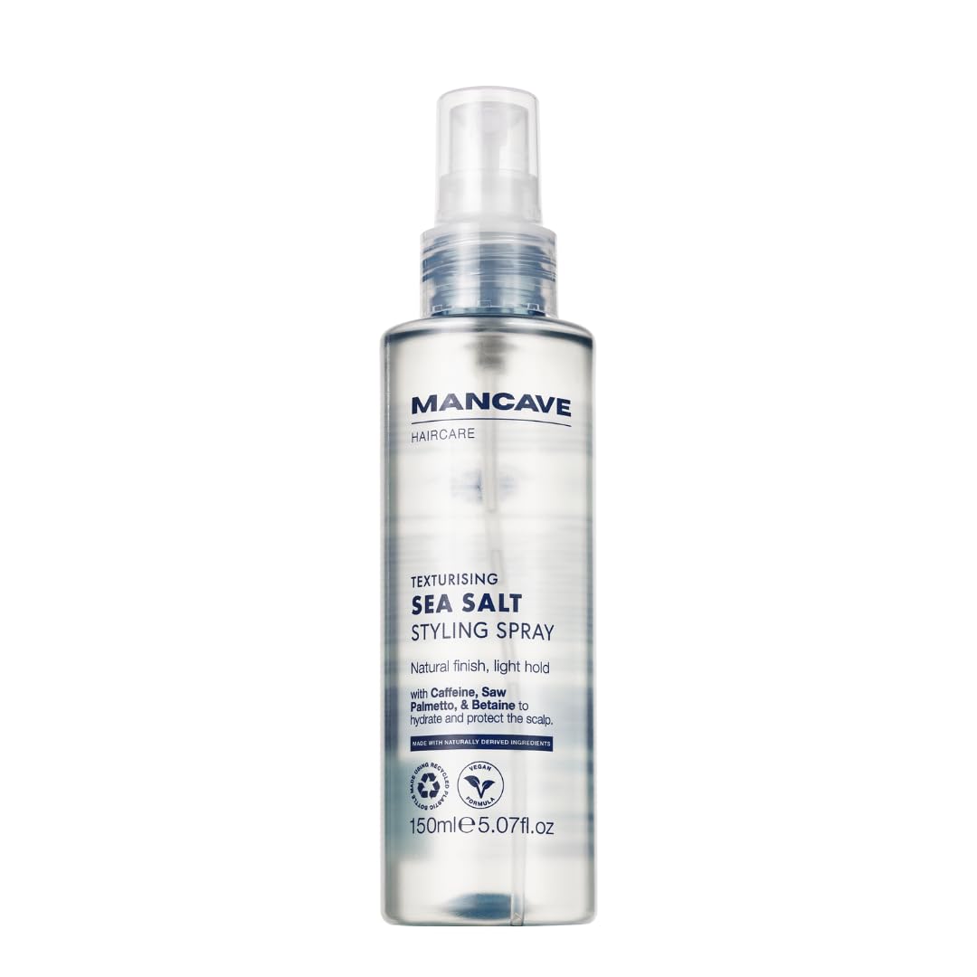 ManCave Texturising Sea Salt Spray for Men, Natural Finish & Light Hold, Support