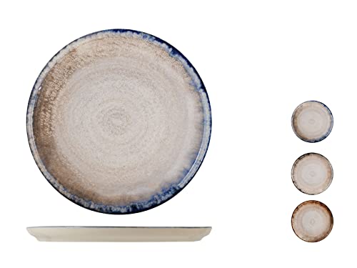H&H Artisanal Piatto Piano in Stoneware, Colori Assortiti, 27cm, Qualità Artigianale