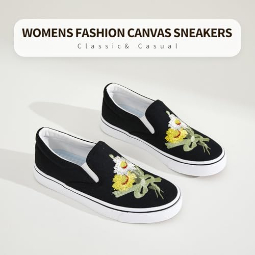 Image of Women's Canvas Slip On Sneakers Non Slip Loafers | low top non slip on walking breathable casual comfortable fashion tennis