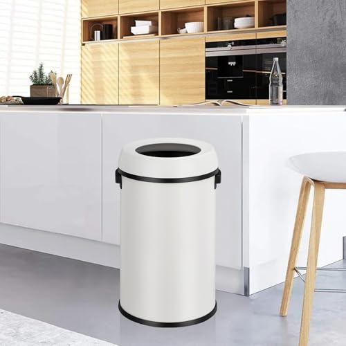 Caneca de basura redonda de 65 L en acero inoxidable blanco miniatura 6