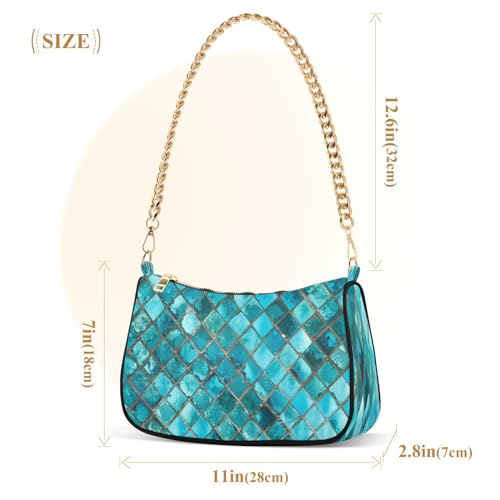 Shoulder Bags for Women Turquoise Blue Hobo Tote Handbag Small Clutch Purse with Zipper Closure3
