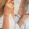 CASSIECA 3Pcs Sterling Silver Bracelets for Women - Layered Dainty Link Chain Adjustable Stackable Station Jewelry for Ladies and Girls #5