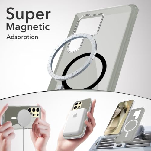 Image of Jkobi Lifetime Anti-Yellow MagSafe Compatible Clear Back Cover Case for Samsung Galaxy S24 Ultra (Sleek Hard Crystal | Shockproof and Camera Protection)