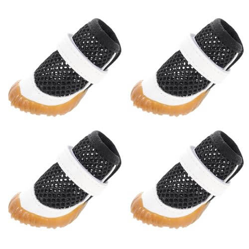 DOITOOL 4 Stück Atmungsaktive Hundeschuhe Mesh Pfotenschutz rutschfest Sommer Hundestiefel für...