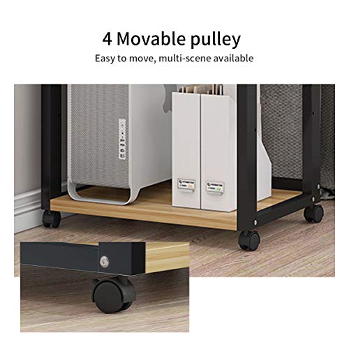 Natwind 3-Tier Floor-Standing Printer Stand with Wheels Host Stand Home Office Storage Shelf Document Organizer Table Large Size Multi-Purpose Shelf for Office(Black)