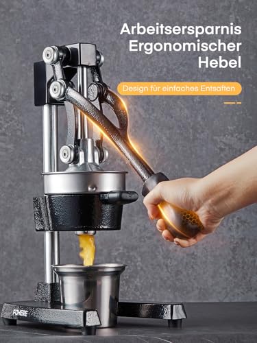 FOHERE Saftpresse Manuell Gusseisen, Citrus Juicer mit 400ml Becher – Ansicht 5