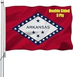 REIDFERR Arkansas Flag 3x5 Outdoor Double Sided - Heavy Duty Polyester Arkansas AR State Flags Long Lasting with 2 Brass Grommets 3 X 5 Ft