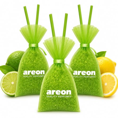 Image of AREON Pearls Citrus Squash Hanging Air Freshener, Quality Perfume Pack of 3