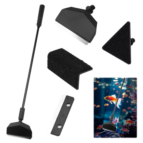 Set de Limpieza para Acuarios 3 en 1 Accesorios Limpieza Acuarios, Rascador de Algas Accesorios de Limpieza para Acuarios, Cepillo Rectangular Triangular Ajustable Juego de herramientas de limpieza