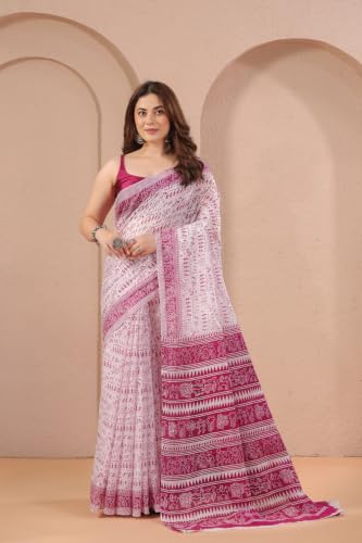 Image of TAMAIRA FASHION Mulmul Pure Cotton Saree For Woman Warli Printed|Office Wear Daily Wear Sarees For Women Without Blouse Piece(Available in 19 Colours)