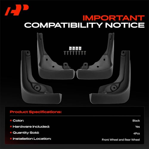 Image of A-Premium Mud Flaps Compatible with Mercedes-Benz | for Mercedes-Benz E350 /E450 2024 Sedan, No Drilling Required Mud Guards with Hardware Accessories, Set of 4 Front and Rear