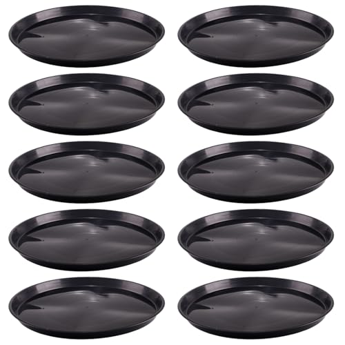 10 Pack Plant Saucer 16 Inches Plant Trays for Pots Plastic Round Drip Trays Flower Pot Saucers Black Planter Water Tray Plant Drainage Tray Black
