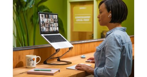 Image of Twelve South Curve Flex | Ergonomic Height & Angle Adjustable Aluminum Laptop /MacBook Stand /Riser, fits 10 inch-17 inch, Folds Flat for Portability -Travel Pouch Included, Matte Black