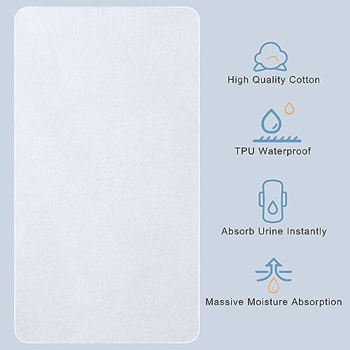 Image of 4 Pack Waterproof Crib Pad, 27 inch x 50 inch, Reusable Incontinence Flannel Crib Protector for Baby, Toddler, Elders and Pets - White