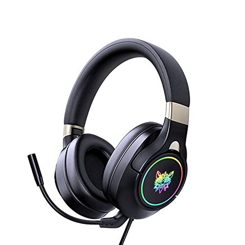 Yinuoday Casque de jeu filaire RGB Light Bruit Réglable via écouteurs Oreillettes souples avec microphones pour PC et ordinateur portable Cover
