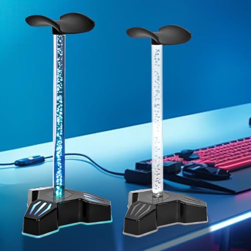 Soporte para auriculares con cargador USB y luces RGB para escritorio u oficina 3