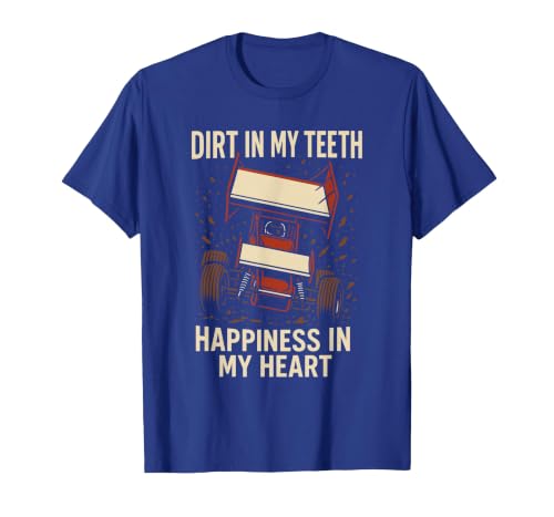 Sprint Car Racing Dirt Track Speed Oval Race Winged Outlaw T-Shirt, Men, Royal Blue, Medium