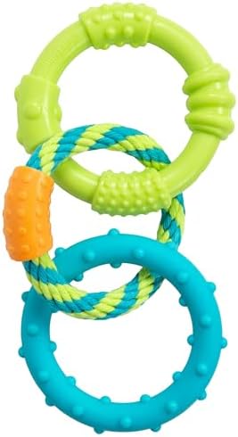 Pupstages Dental Links Dog Chew Toy, Textured Rings & Woven Rope,...