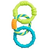 Pupstages Dental Links Dog Chew Toy for Teething Puppies & Small Dogs up to 30 lbs, Floatable & Textured Ring & Rope Tug, Dental Support, Moderate Chewers, 8.5'