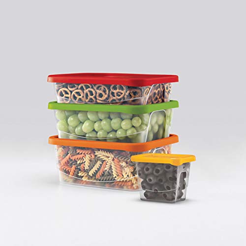 Denzus 42 Piece Stackable Bpa Free Plastic Food Storage Lunch Containers And Lids Set With 4 Sizes, Microwave, Dishwasher, And Freezer Safe (Lid Colors May Vary) #TOP6