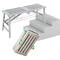 Scaffolding Folding Scaffolding Equipment 15.7inch Width Multipurpose Work Platform Scaffold Tower Ladder Stool Work Bench with 5-Gear Adjustable Height for Home Improvement, Maintenance Work,A-(160x4
