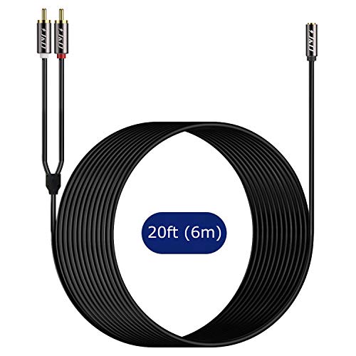 J&D Rca To Aux Adapeter Rca To 3.5Mm Female Cable, Rca Cable Gold Plated Copper Shell Heavy Duty 3.5Mm Female To 2 Rca Male Stereo Audio Adapter Cable, 20 Feet #TOP6