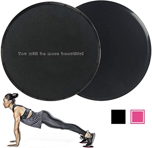 Sliders for working out on carpet,Dual Sided Core Gliders for Use on Carpet, Turf or Hardwood Floors, Core Sliders for Abdominal Exercise, Core Gliders for Exercise Ab Workout Equipment (Black)