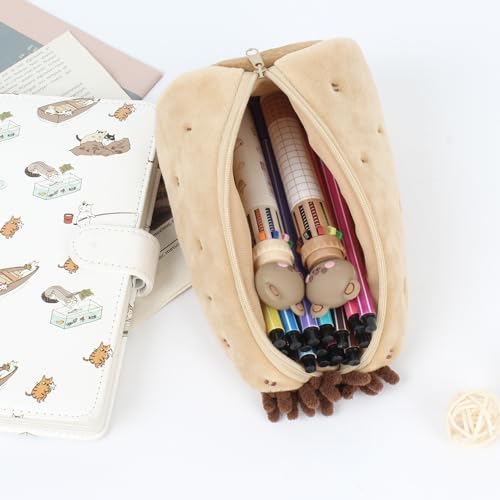 Image of Minache Women Plush Stationery Pouch Pen Pencil Case Ladies Cosmetic Bag