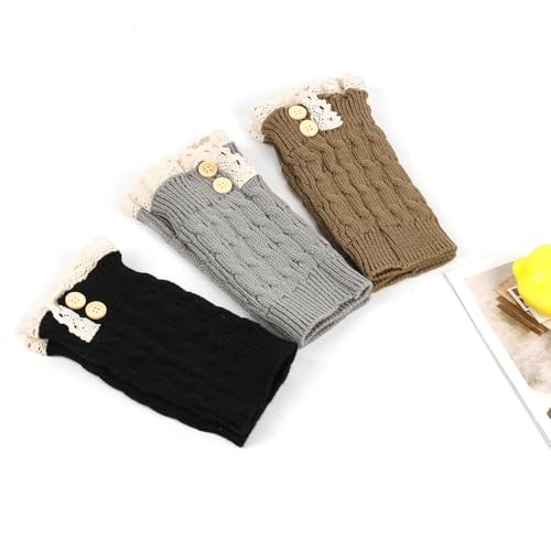 Lolita Cable Knit Leg Warmers Short Japanese Style Footless Boot Socks Kawaii Lace Trim Leg Sleeves2