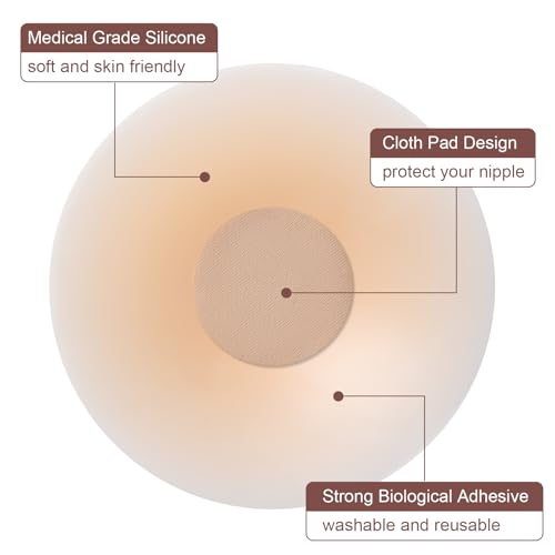 Ultra-thin Nipple Covers for Women - 2 Pairs, Sticky Adhesive Silicone Nipple Pasty, Reusable Pasties Nipple Covers2
