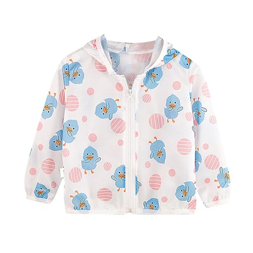 Toddler Boys Girls Lightweight Sun Jacket Cartoon Print Zip Hooded Windbreaker Coats Hooded Casual Outerwear
