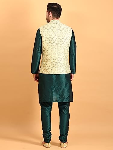 Image of Uri and MacKenzie Men's Silk Blend Kurta Pajama with Designer Ethnic Nehru Jacket /Modi Jacket