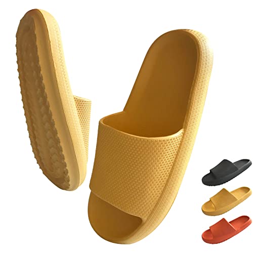 JUMPENGATP Gummi Home Slippers Rutschfeste, Unisex EVA Badeschuhe Cozislides Super Weich, Cosify Wolken Cloudyzz Schlappen, Cozy Slides für Sommer Garten Badelatsche, Gelb