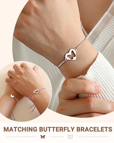 Matching Butterfly Bracelets Mom and Daughter Jewelry Valentines Christmas Birthday Gifts2