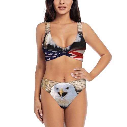 Bikini deux pièces aigle drapeau américain anti UV confort