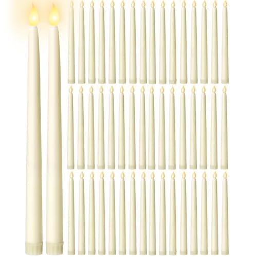 Bougies coniques LED sans flamme pour éviter les coulures sur vos nappes de fête | Lot de 48