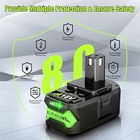 4 Stück 8,0Ah/8000mAh Ersatzakku für Ryobi 18V Akku mit LED-Anzeige – Ansicht 3