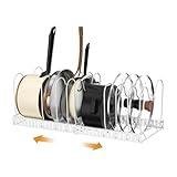 NK Phoenix 伸縮式 フライパンラック キッチン 鍋収納スタンド 10本仕切りパーツ付き まな板・蓋置き対応