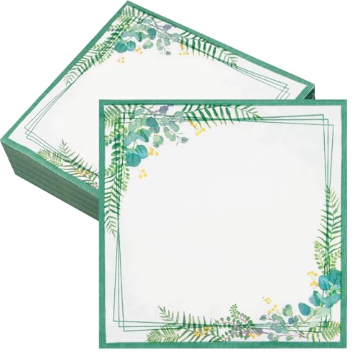 Decodinli 50 guardanapos de papel vegetal, guardanapos descartáveis com tema de vegetação de sálvia,