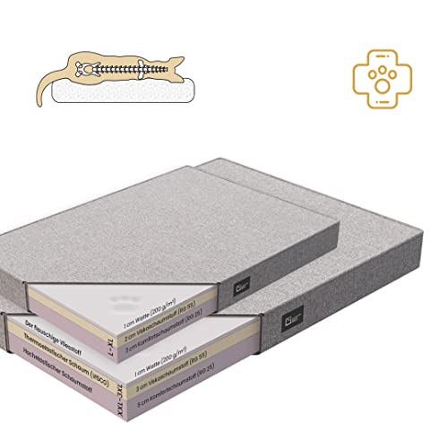 exclusive BED Orthopädisches Hundebett Bruno Grosse Mittelgroße Kleine Hunde - Hundekissen Hundematte aus Aura-Stoff - Memory Foam Kuschelig Langlebig Abriebfest Reißfest (L, Cremefarben)