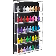 Lineshading Minifigures Display Case Mounted with Built in Stands for Mini Toys Clear Acrylic Showcase5 Tier,40 Figurines