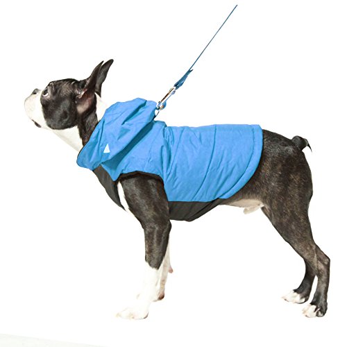 Gooby - Wind Parka, Fleece Lined Small Dog Jacket Coat Sweater With Water Resistant Shell And Leash Ring, Blue, Small #TOP2