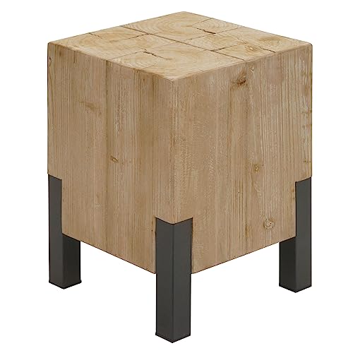 Mendler Hocker HWC-L76 Industrial Metall Massiv-Holz, Natur