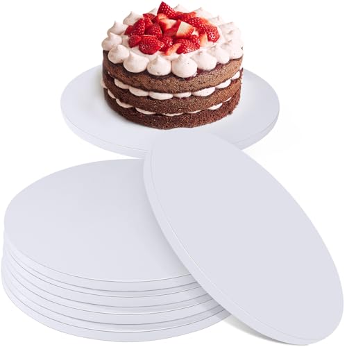 Otauoaea 5 Piezas Base para Tartas Redondas, Soporte Tarta 30cm, Base Carton para Tartas de 3mm de Grosor, Reutilizable Cake Drum Bandeja Tarta para Transporte Tartas y Postres - Blanco