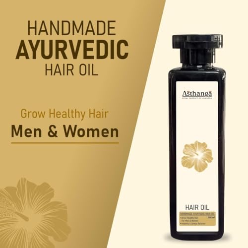 Image of Asthanga Hair OilI I Handmade Ayurvedic | Hibiscus Hair Growth Oil for Women & Men I Promotes New Hair Growth & Strengthens Hair | Insomia & Stree Reliever & Controls Hair Fall | Suitable for All Hair Types-200 ml