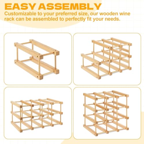 Wood Wine Rack,12 Bottles Wine Holder Storage Shelf,4 Tier Small Freestanding Wine Storage Display Shelf for Countertop, Kitchen, Bar, Cellar - Image 5