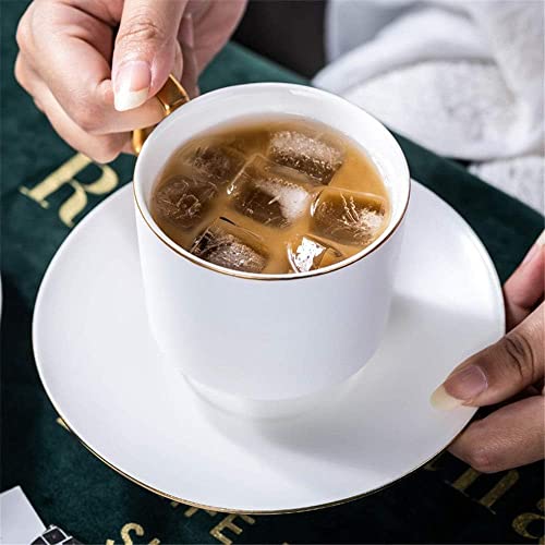 Tea-Set-Coffee-Cup-Set-Tea-Cup-Set-Tea-Cup-Set-Tea-Cups-and-Saucers-with-Metal-Holder-Gold-Trim-Simple-Ceramic-Coffee-Tea-Set-Green-13-Pieces-Black-19-Pieces-Green-13-Pieces