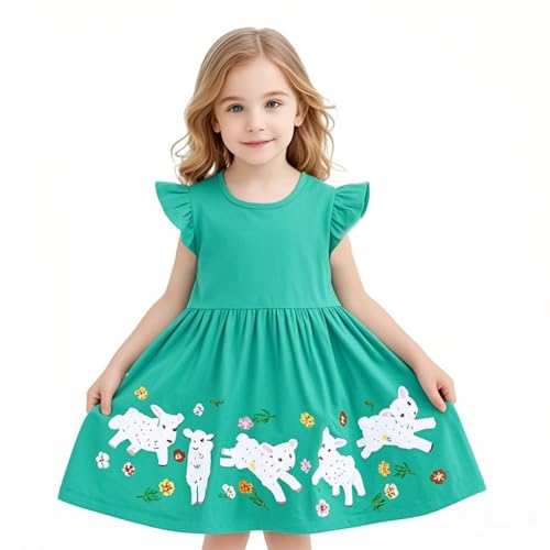 B&G-KID Toddler Girls Cotton Dress Kids Short/Long Sleeve Cause Dresses for Summer Fall Christmas.